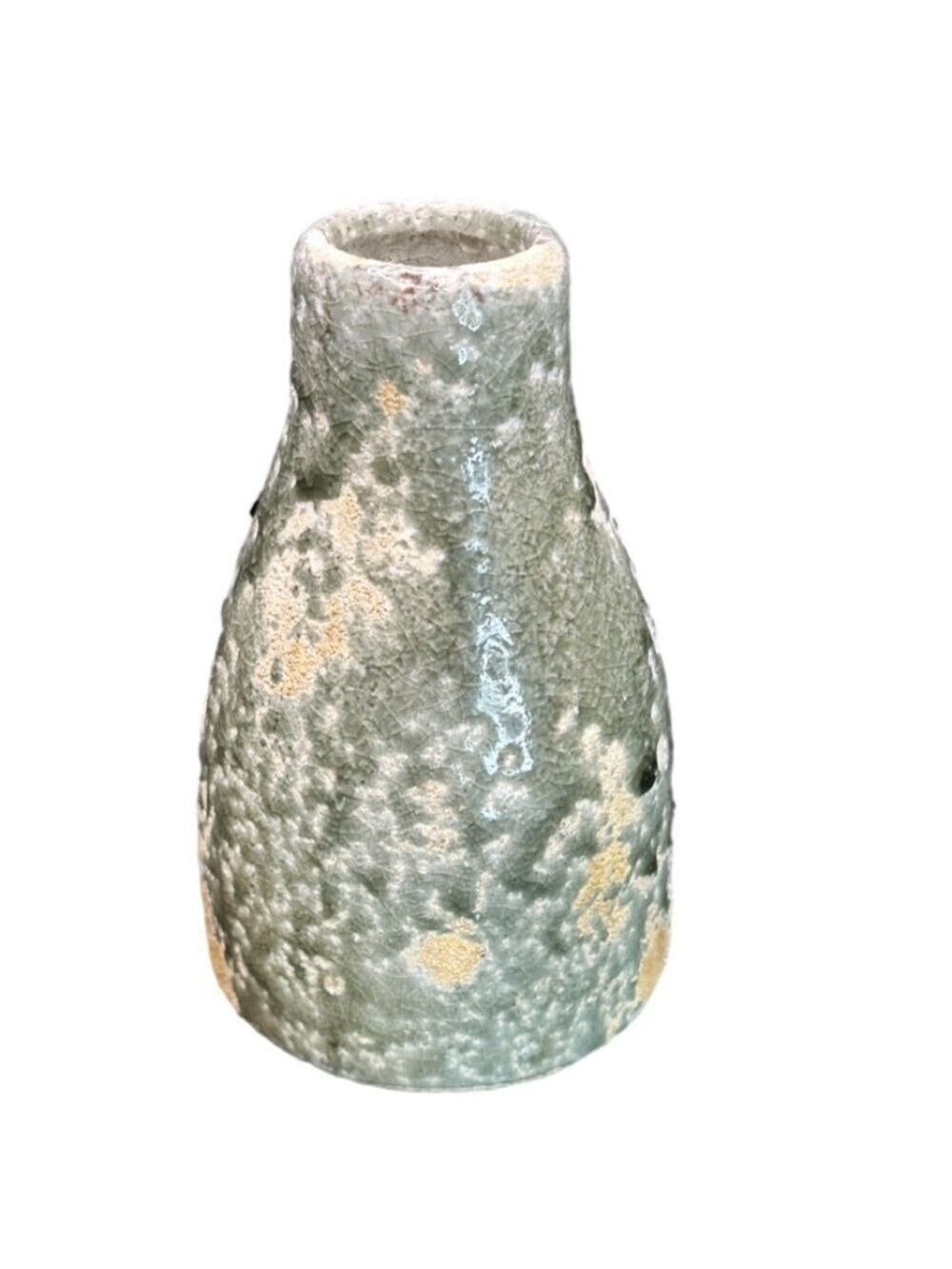Modern Minimalism Earthenware Vase Grey and Cream with a Beautiful Rough Texture